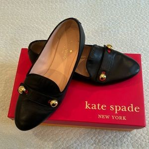 Excellent Kate Spade Black Smoking Loafer Size 7 1/2M